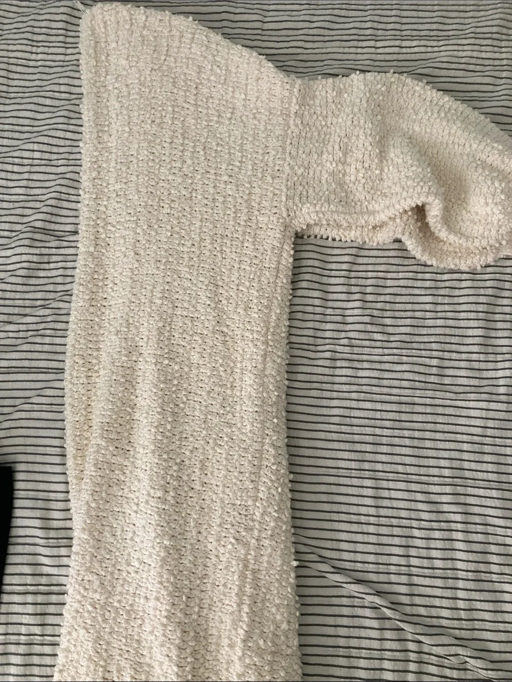 Free People Cream Open-Front Chunky Knit Cardigan